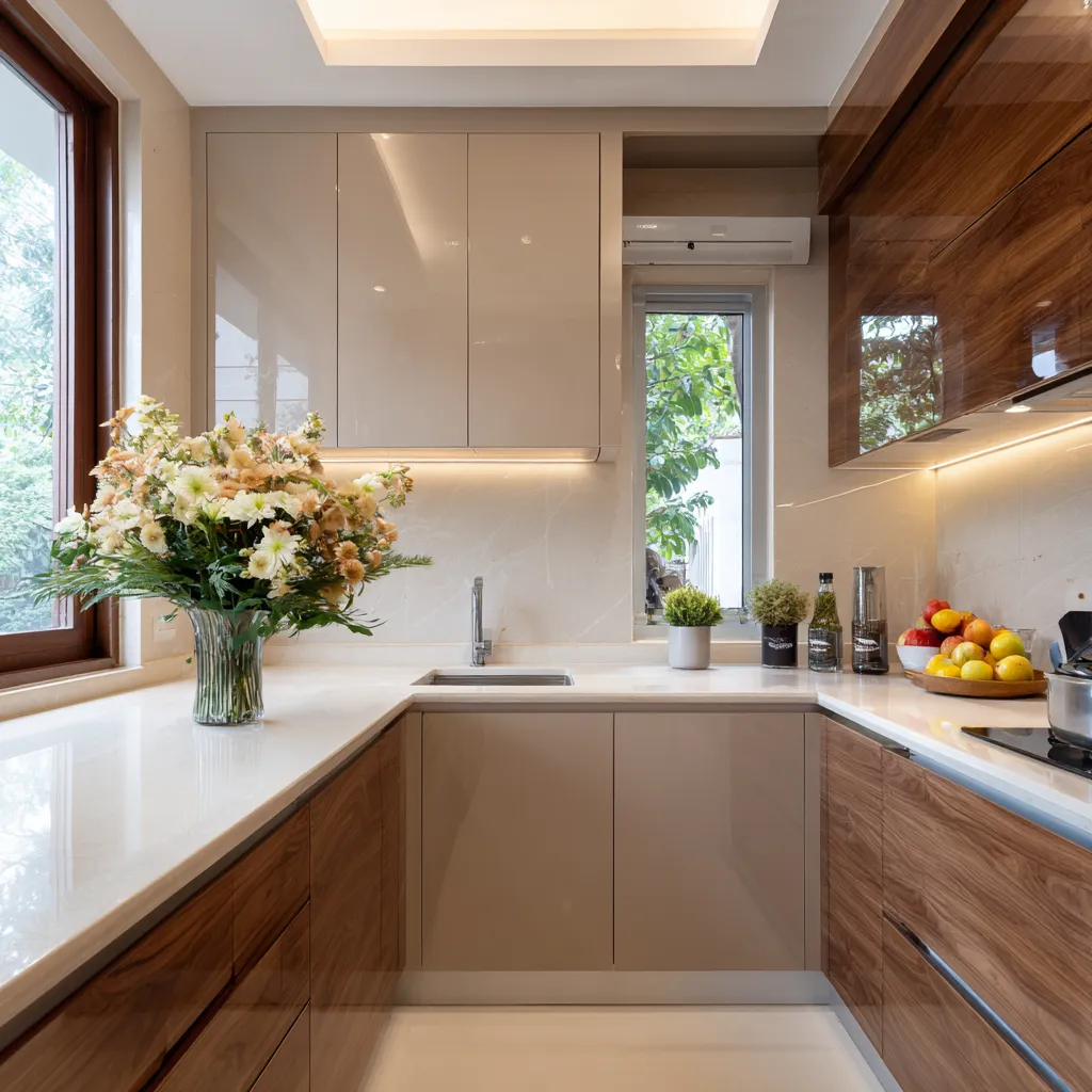 Acrylic Faced Kitchen Cabinets with MDF Panels