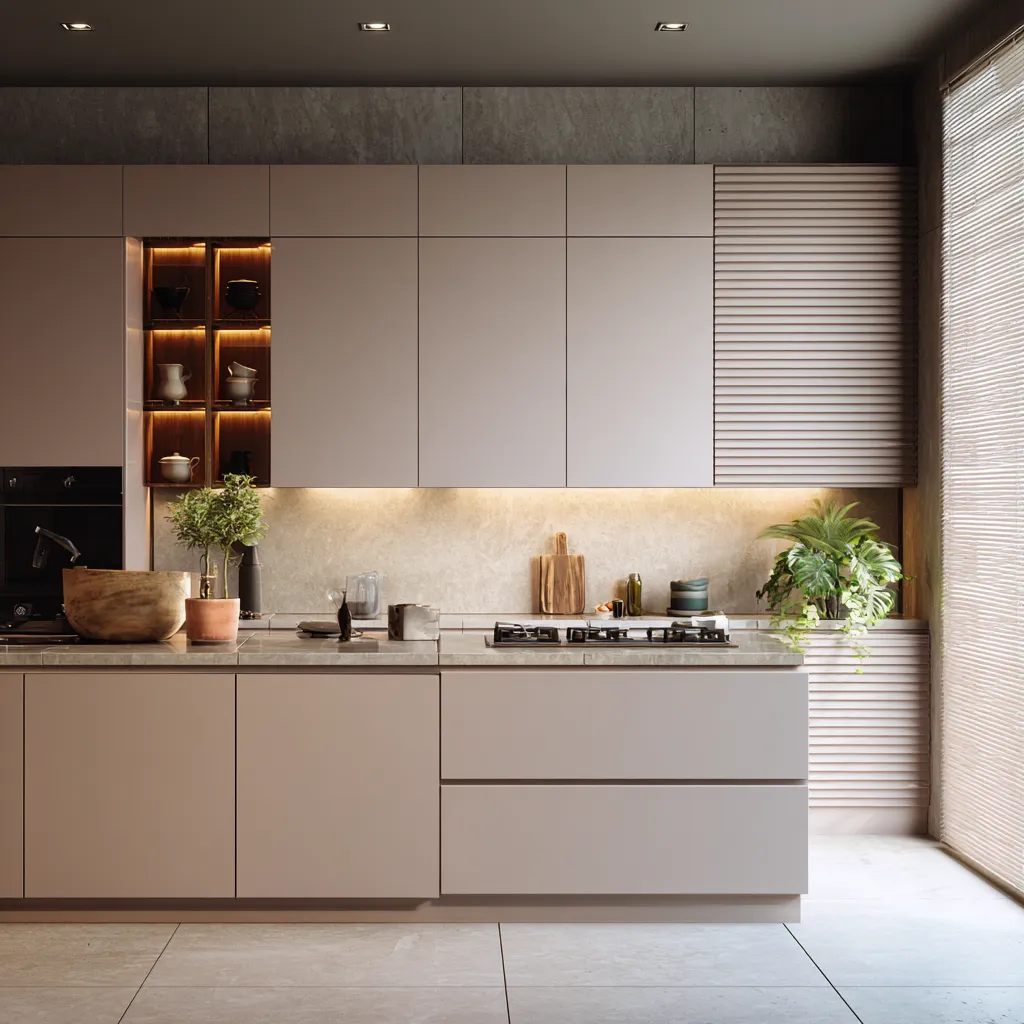 Acrylic Kitchen Cabinets with Matte Finish