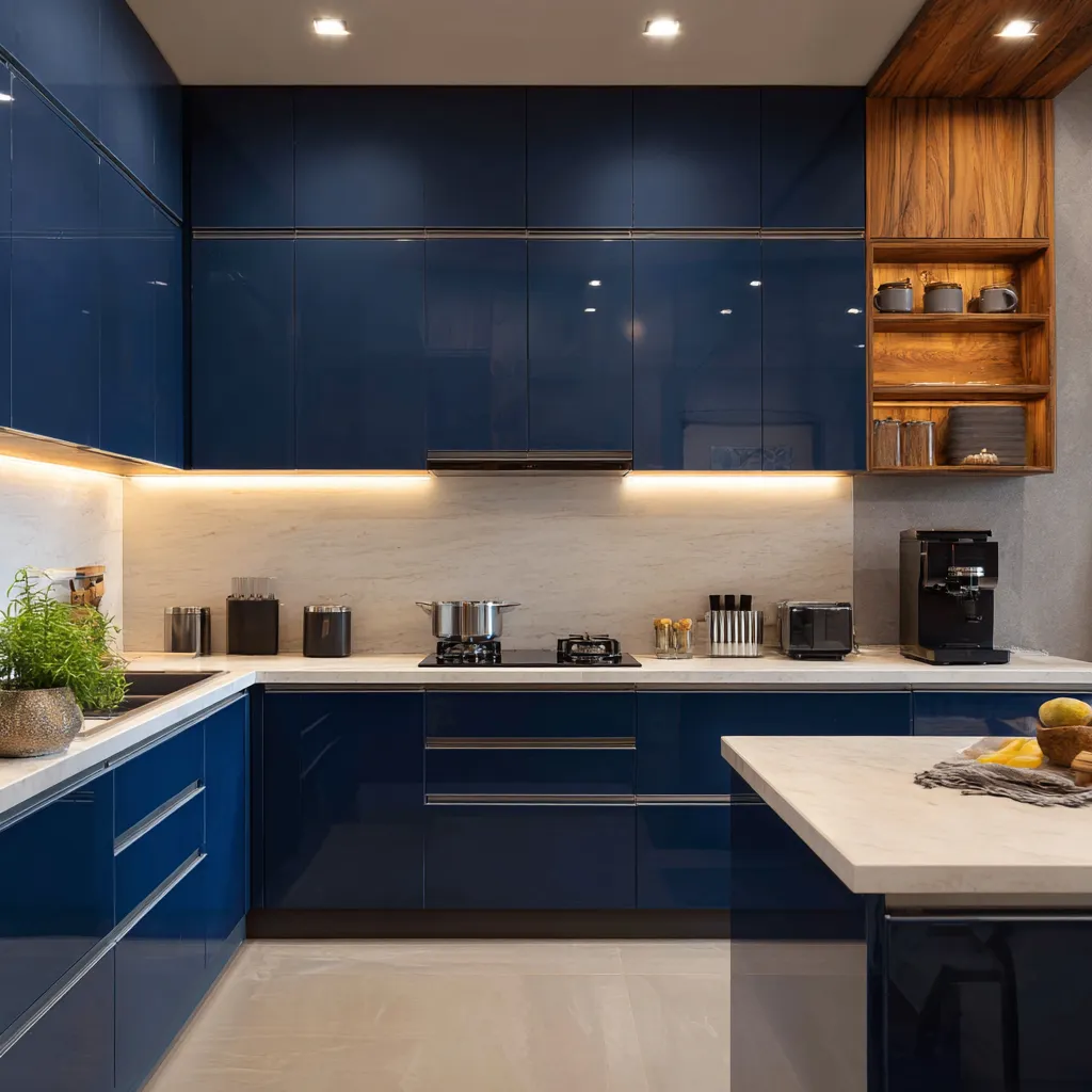 Blue Acrylic Kitchen Units