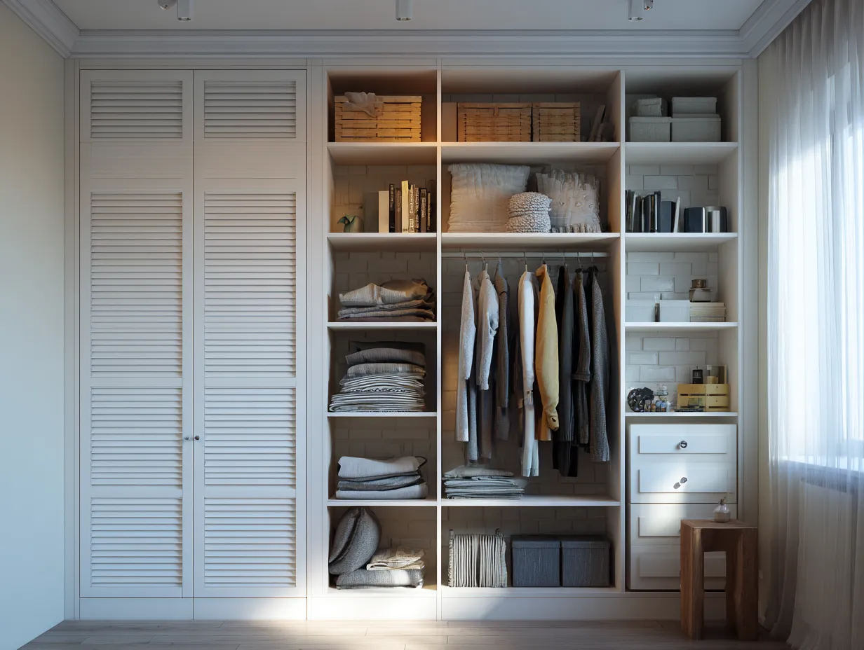 Built-in Wardrobe Design with Open Shelves