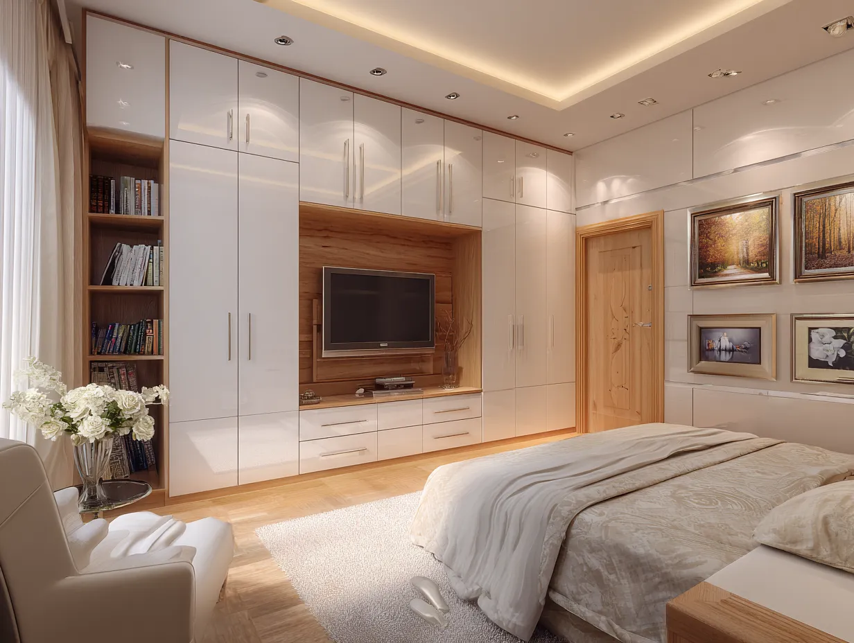 Built-in Wardrobe with TV Unit Design