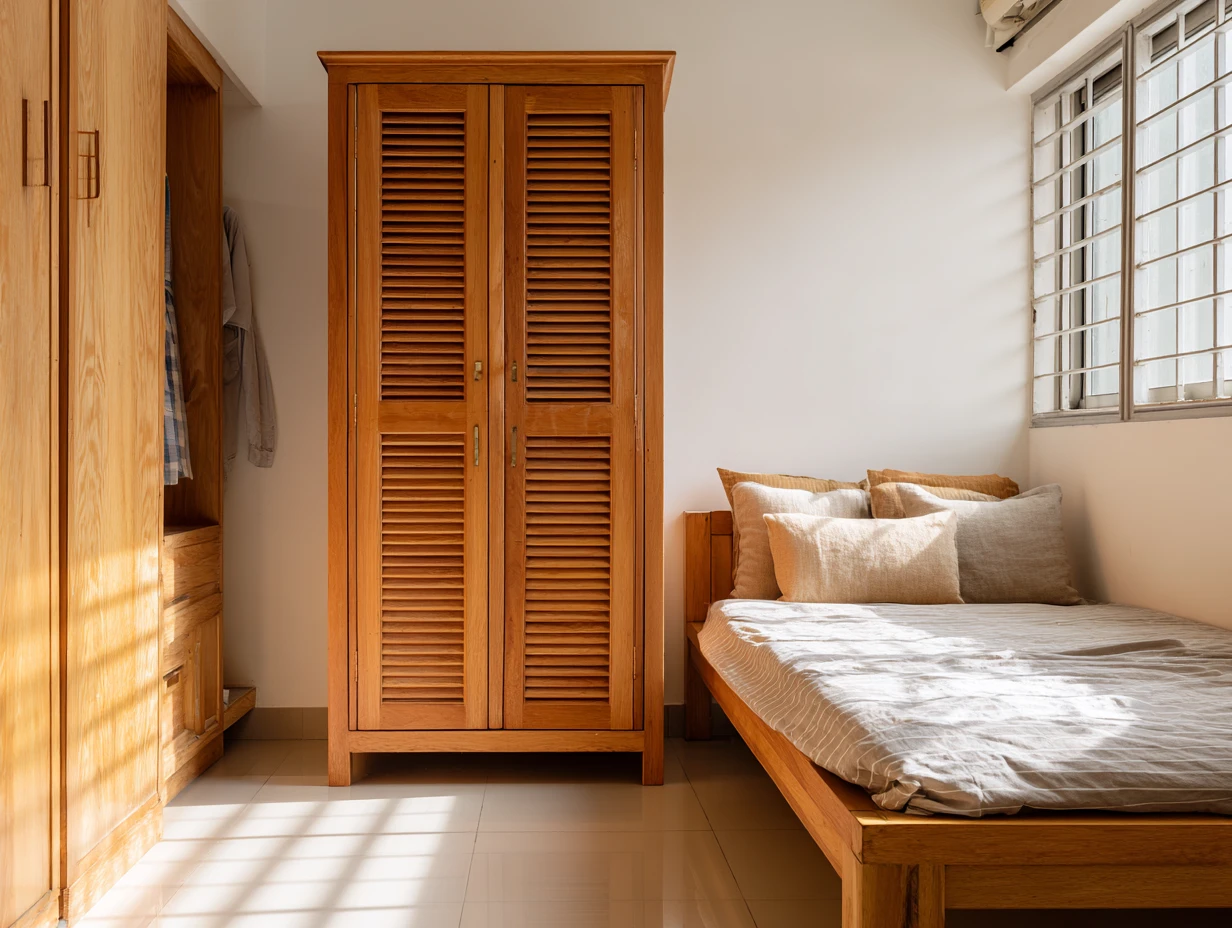 Freestanding Kids' Wooden Almirah Design