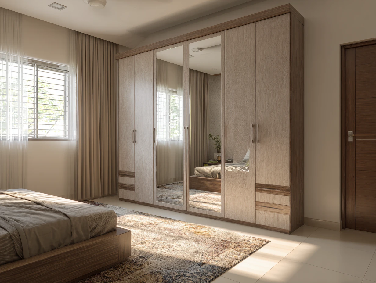 Girls Mirror Wardrobe Design with Internal Organisers