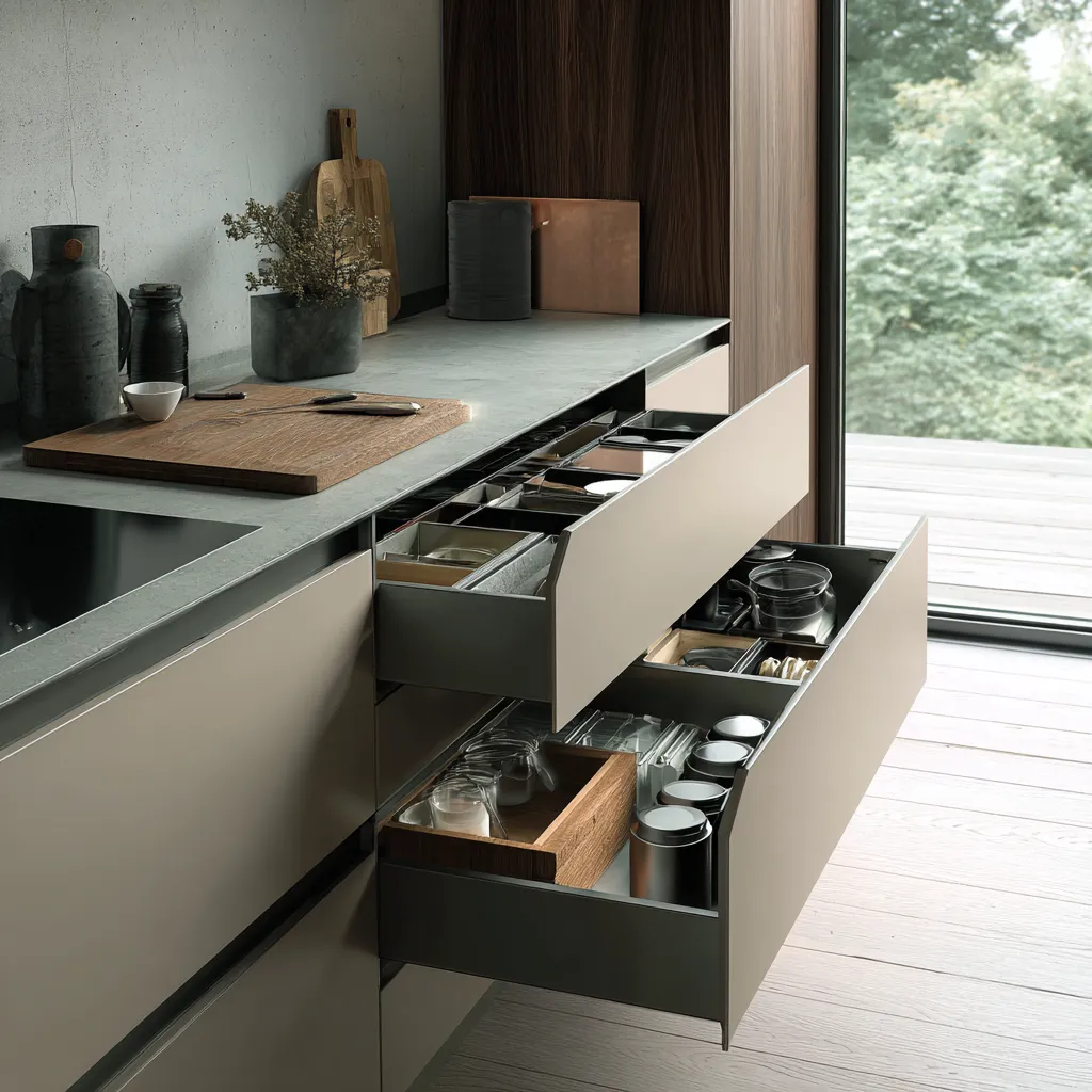 Handleless Kitchen Cupboard Drawers Design