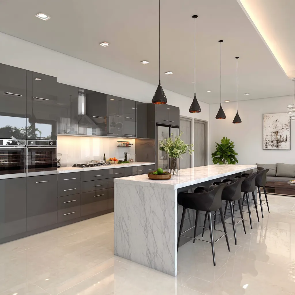 Island Acrylic Kitchen Cabinets