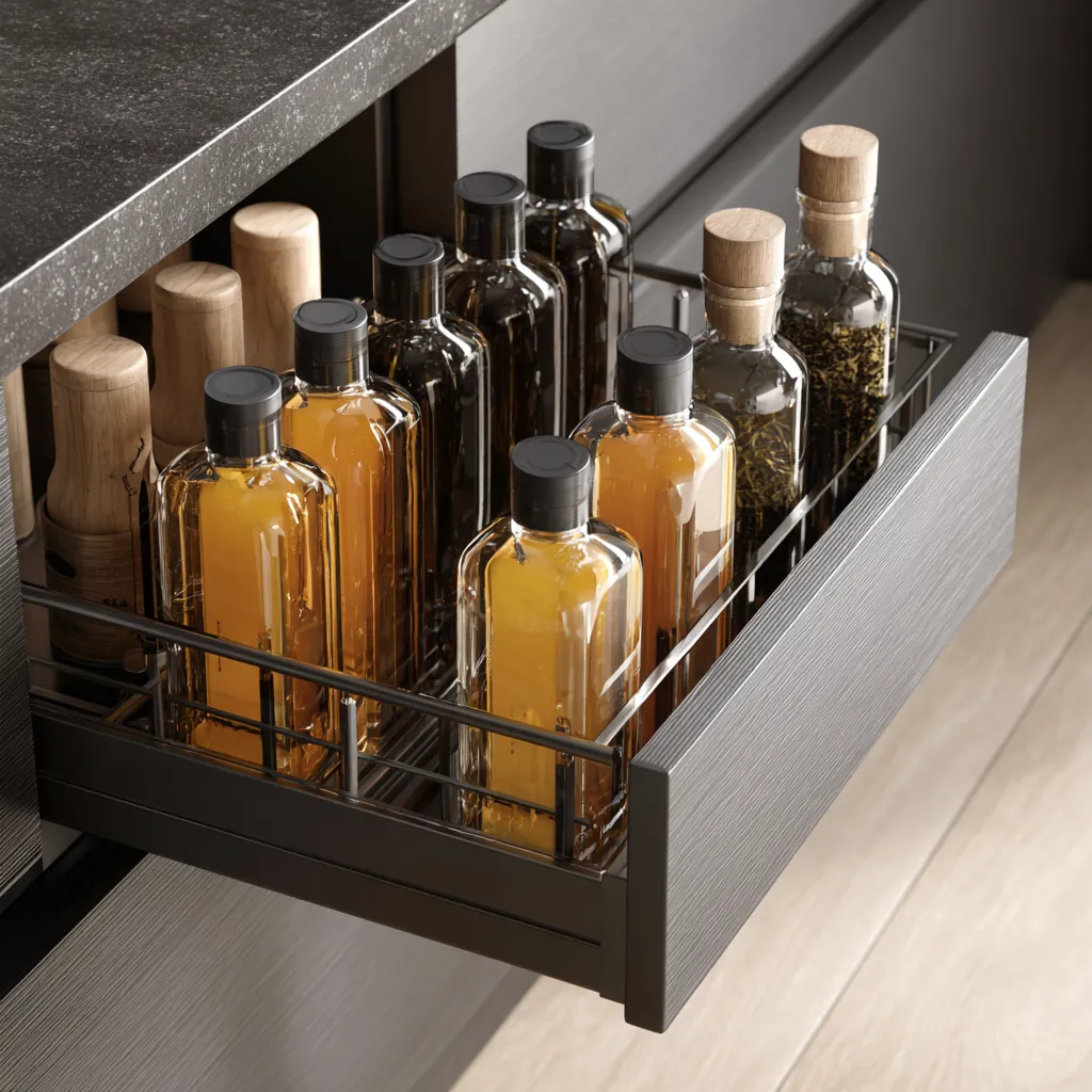 Kitchen Bottle Storage Drawer Design
