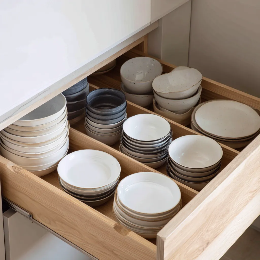 Kitchen Plate and Crockery Drawer Design
