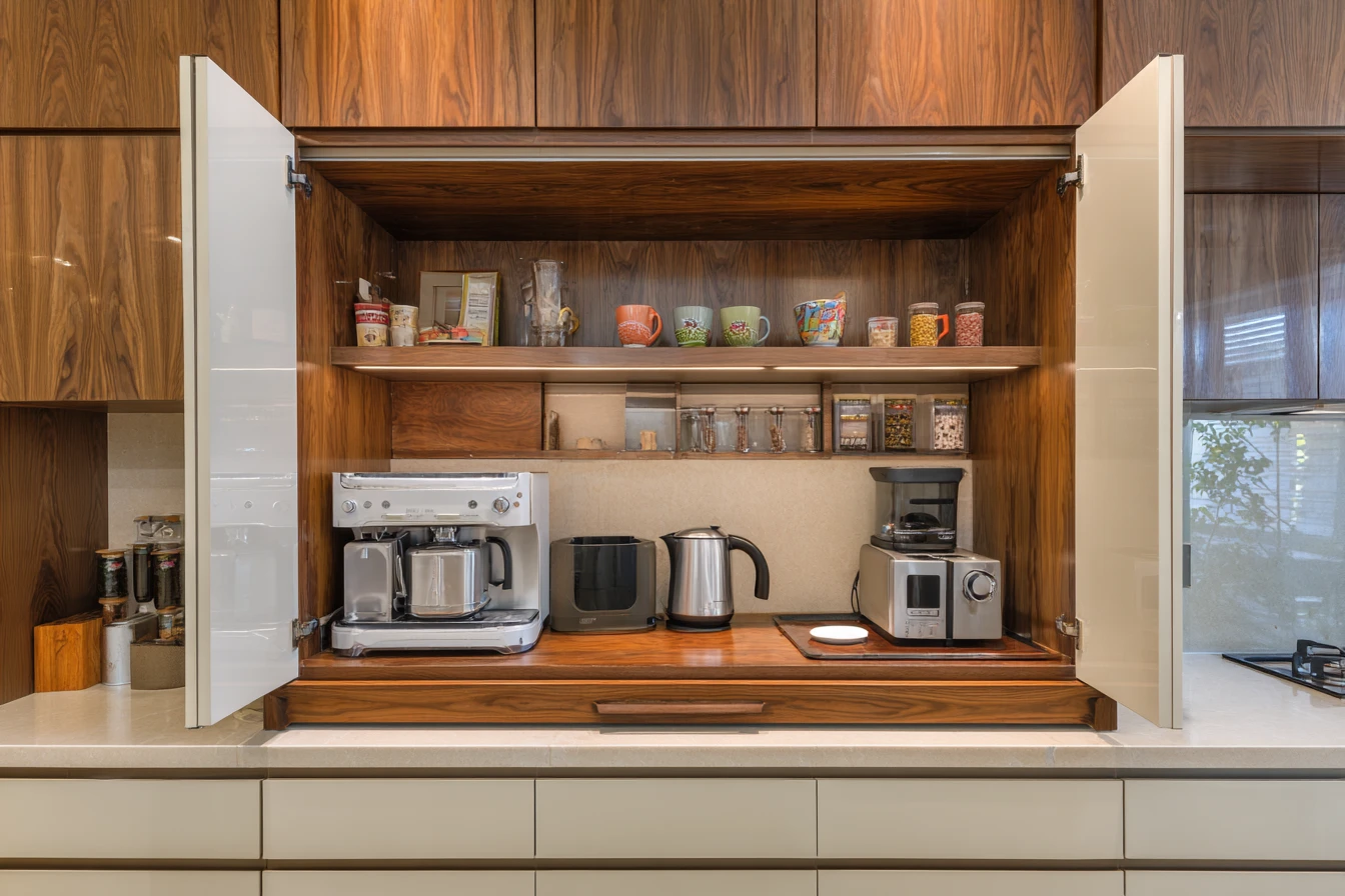 Kitchen Tall Unit Design with Breakfast Station