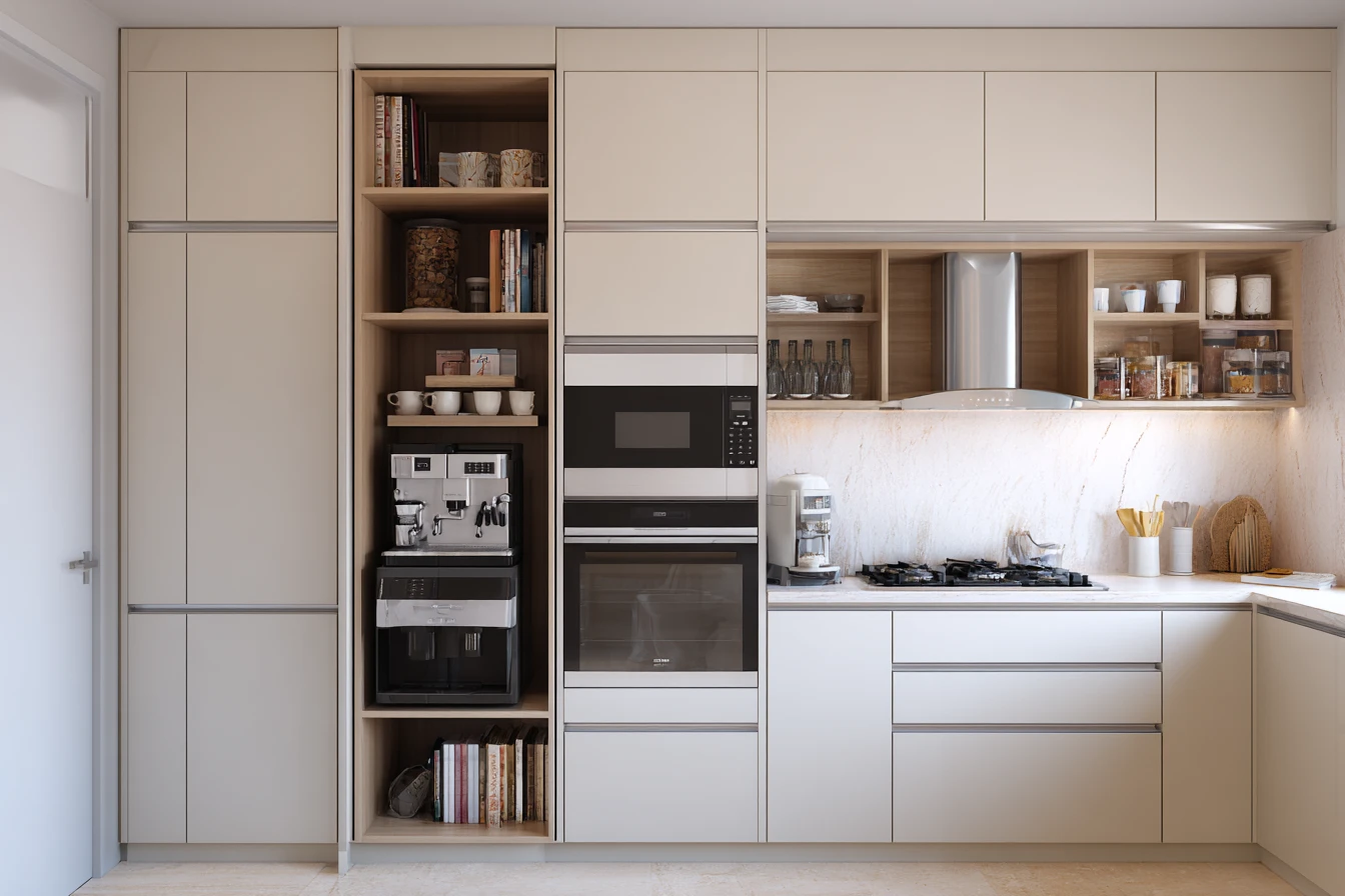 KItchen Tall Unit Design with Built-in Appliance Garage