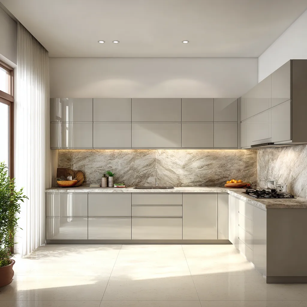 Light Grey Acrylic Kitchen Units