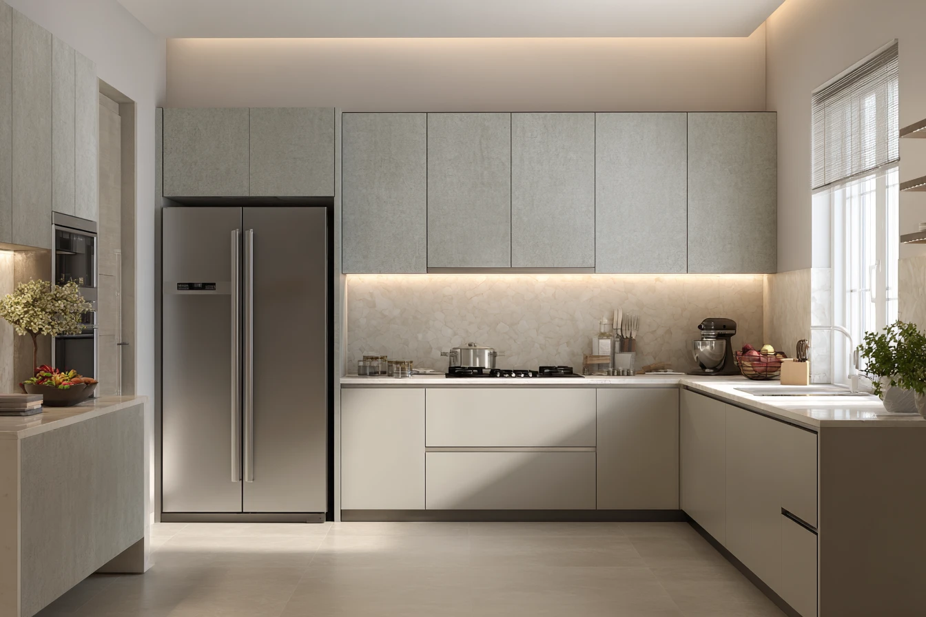 Modern Handle-less Kitchen Tall Unit Design