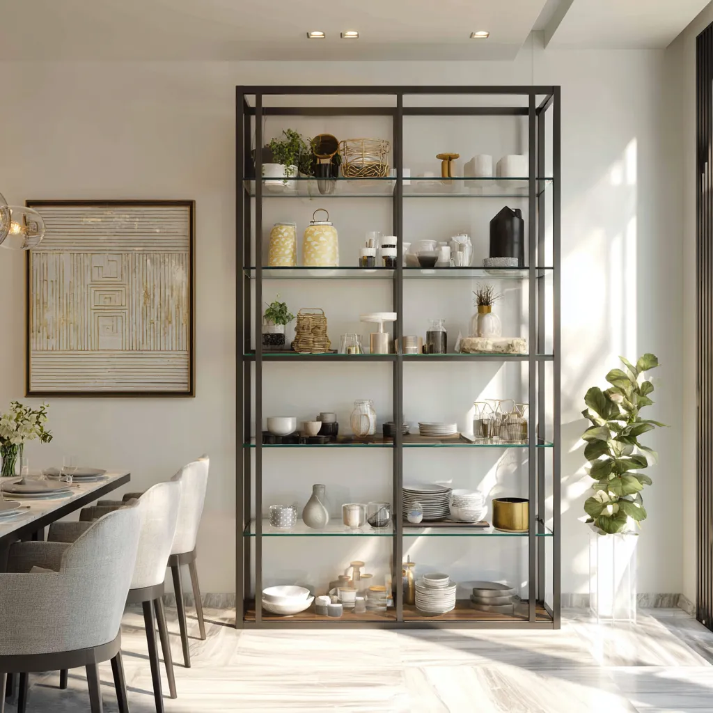 Modern Metal and Glass Crockery Cupboard Design Modern Metal and Glass Crockery Unit Design