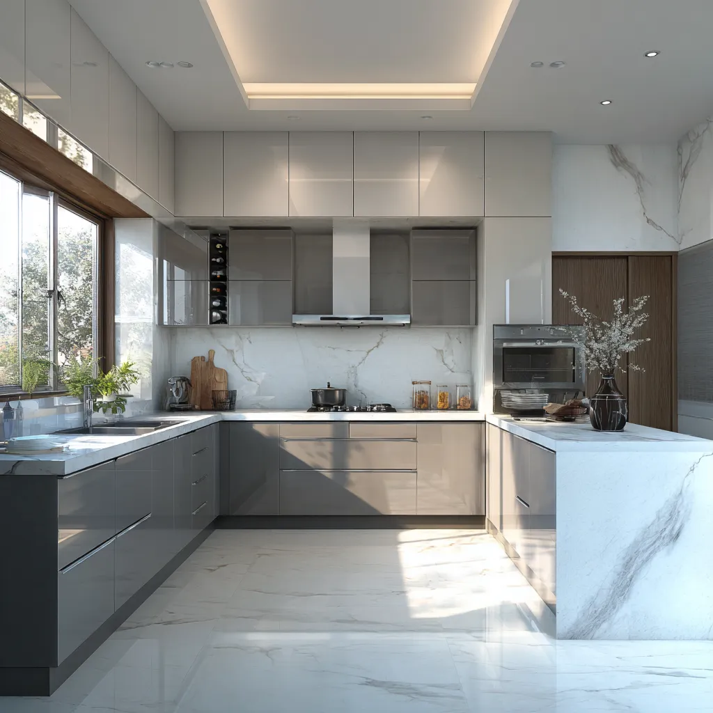 Modular Kitchen with Acrylic Cabinets