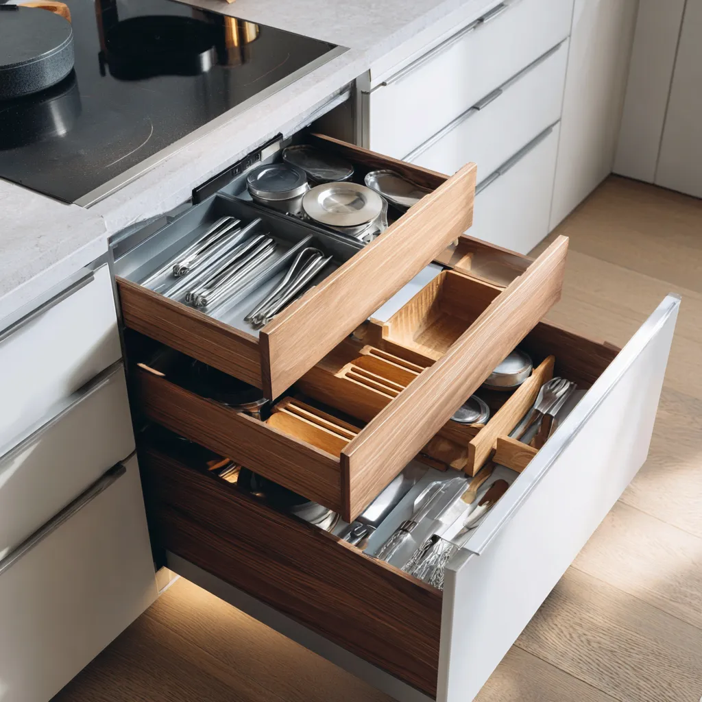 Nested Modular Kitchen Drawers Design