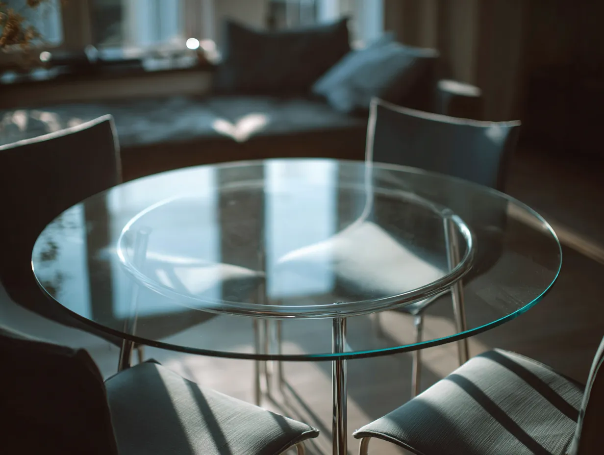 Round-shaped Glass Dining Room Table