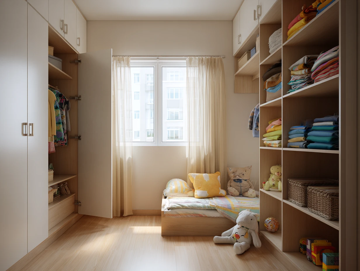 Shelf-Heavy Wardrobe- Wardrobe Internal Design for Kids' Room