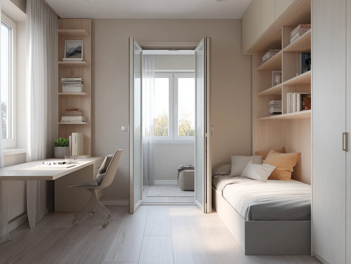 Small Children's Cupboard Design with Fold-out Desk