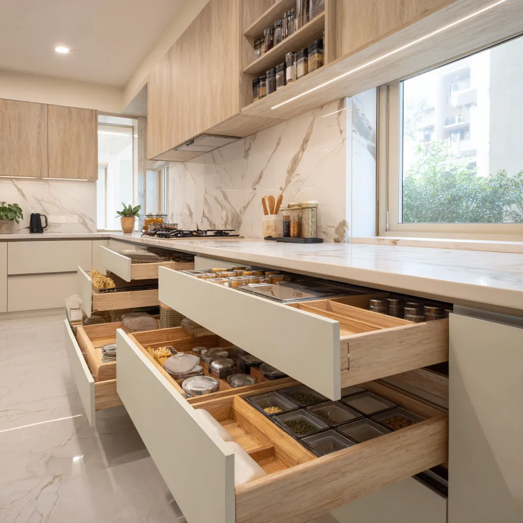 Smart Modular Kitchen Drawer Design