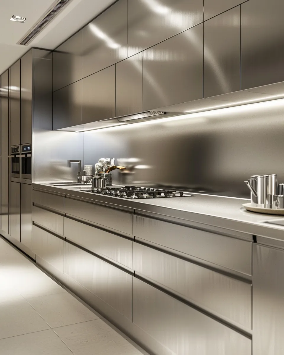 Stainless Steel- Types of Kitchen Cabinet Materials