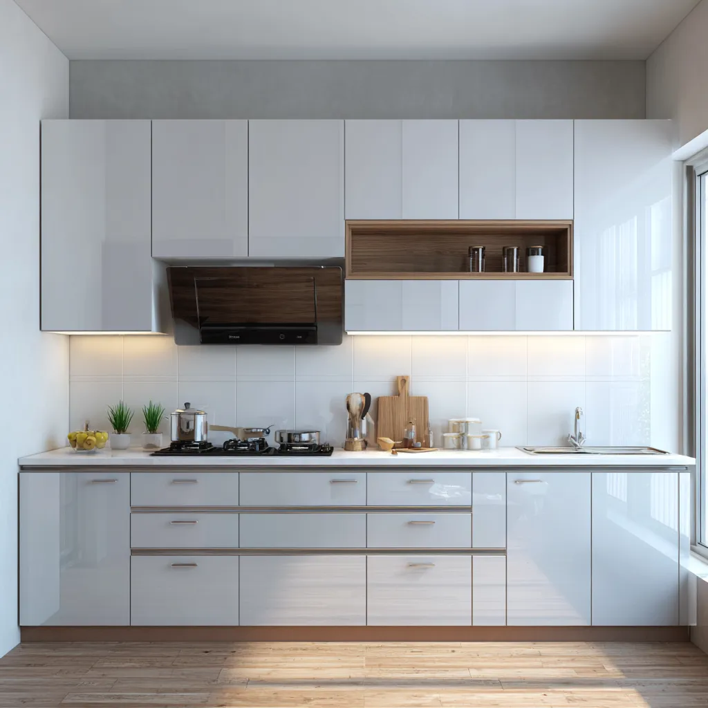 Straight Acrylic Kitchen Cabinets