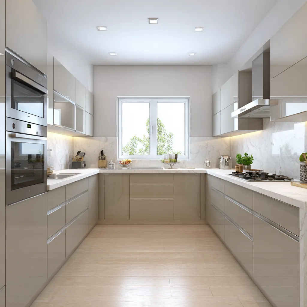 U-Shaped Acrylic Kitchen Cabinets