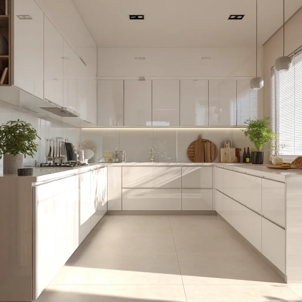 White Acrylic Kitchen Cabinets Design