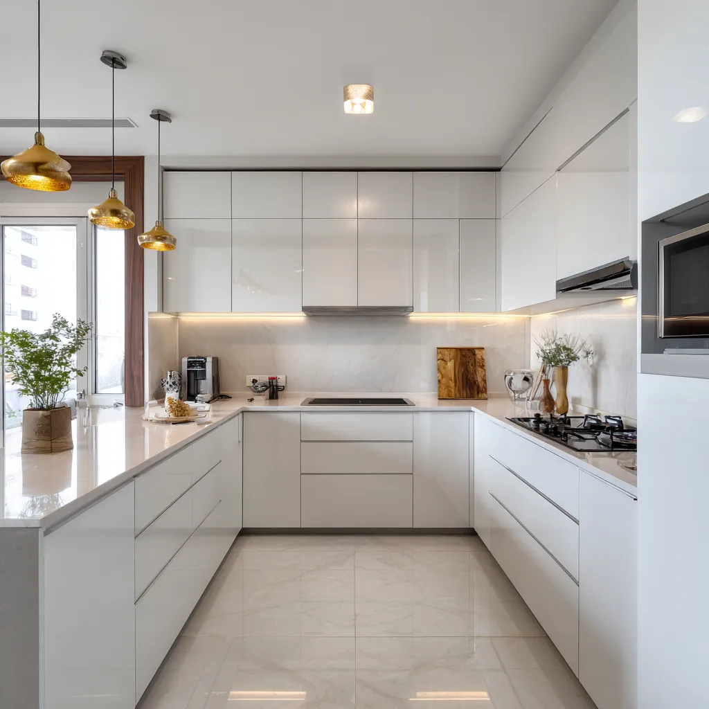 White Acrylic Kitchen Units