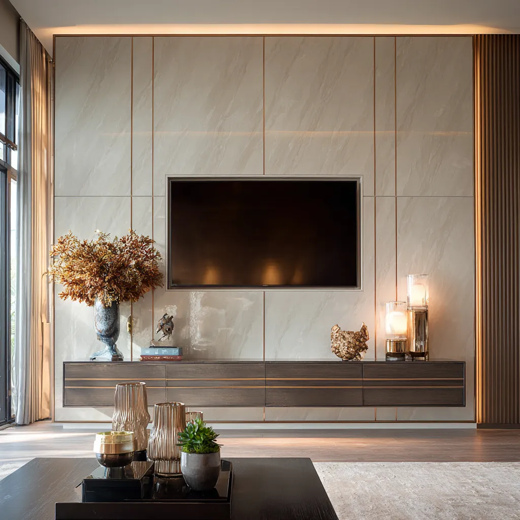 Accent TV Panel Design with Decorative Elements