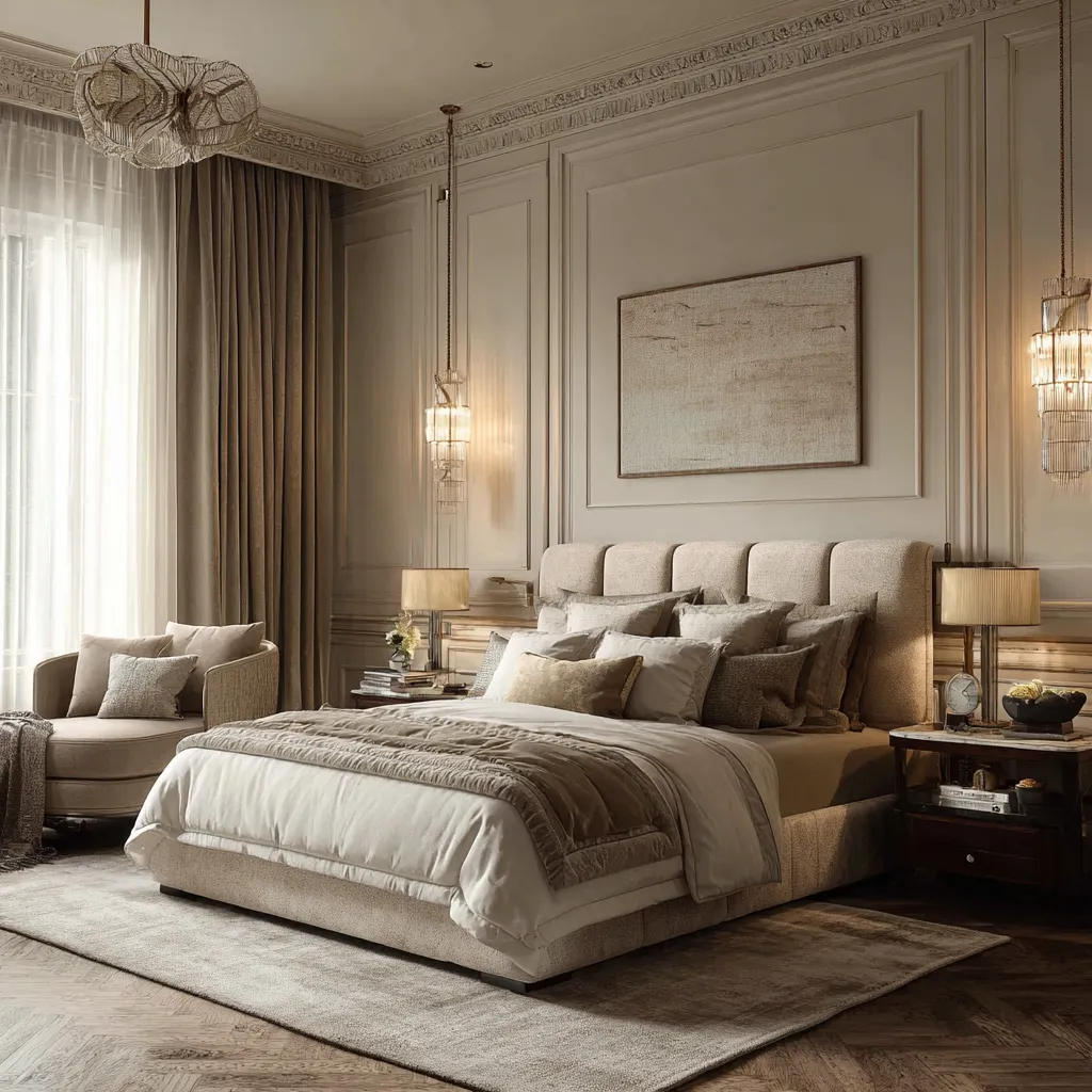 Champagne Beige and Cream Light Colour Combination for Bedroom Walls