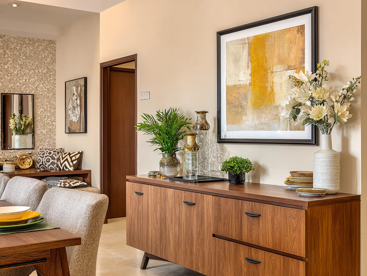 Compact Sideboard Storage Cabinet- Dining Hall Interior Design Ideas