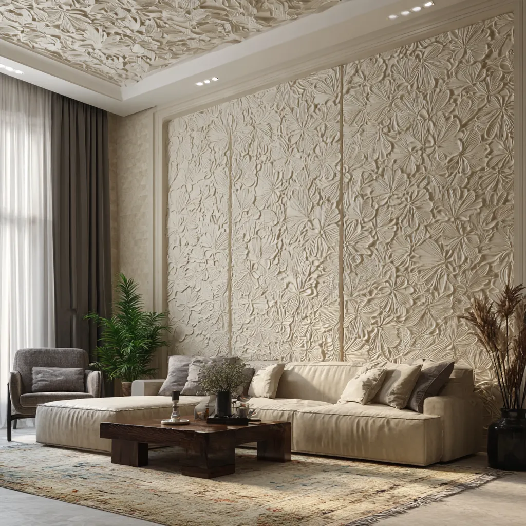 Decorative Floral POP Wall Design for Hall
