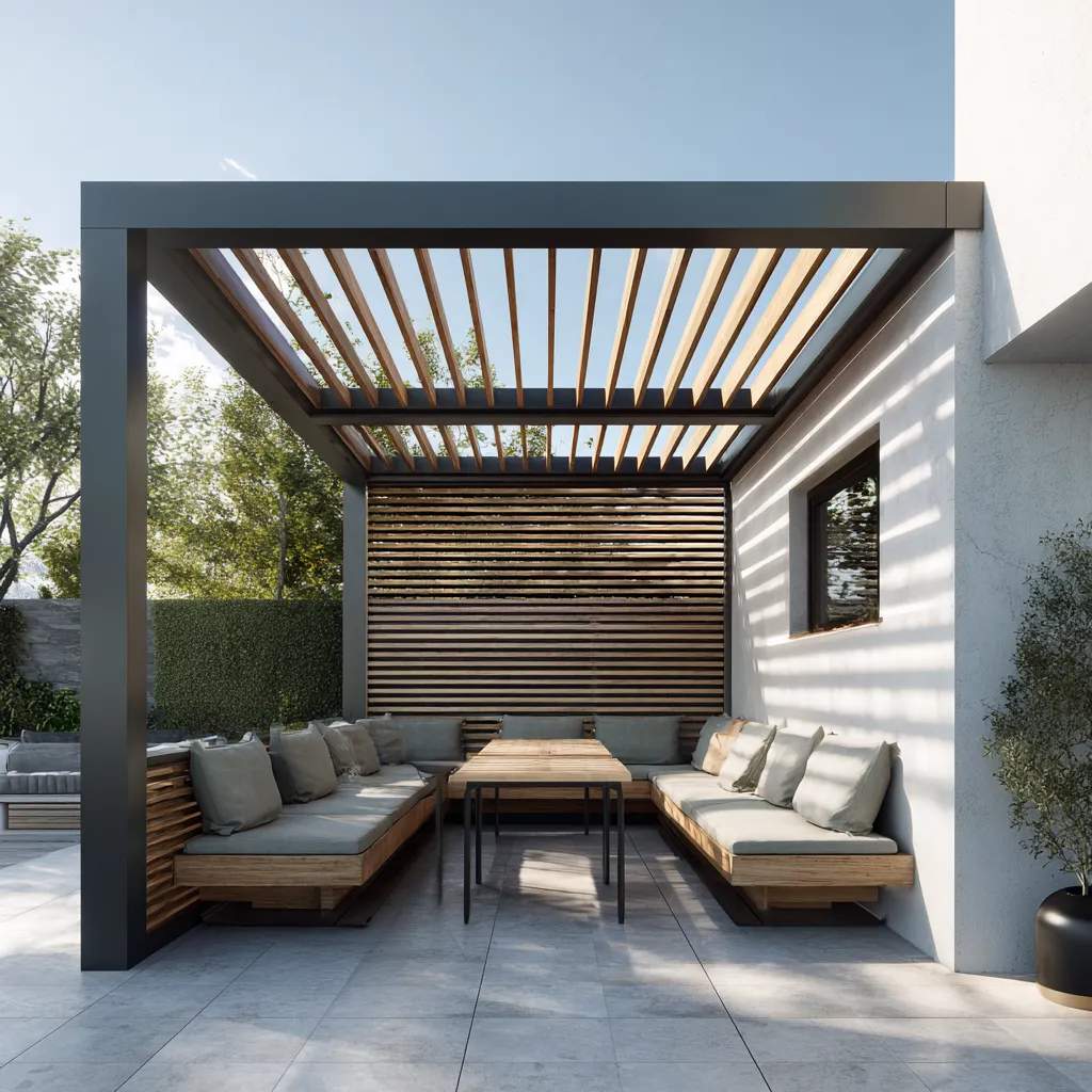 Fixed Louvred Wall Pergola Design