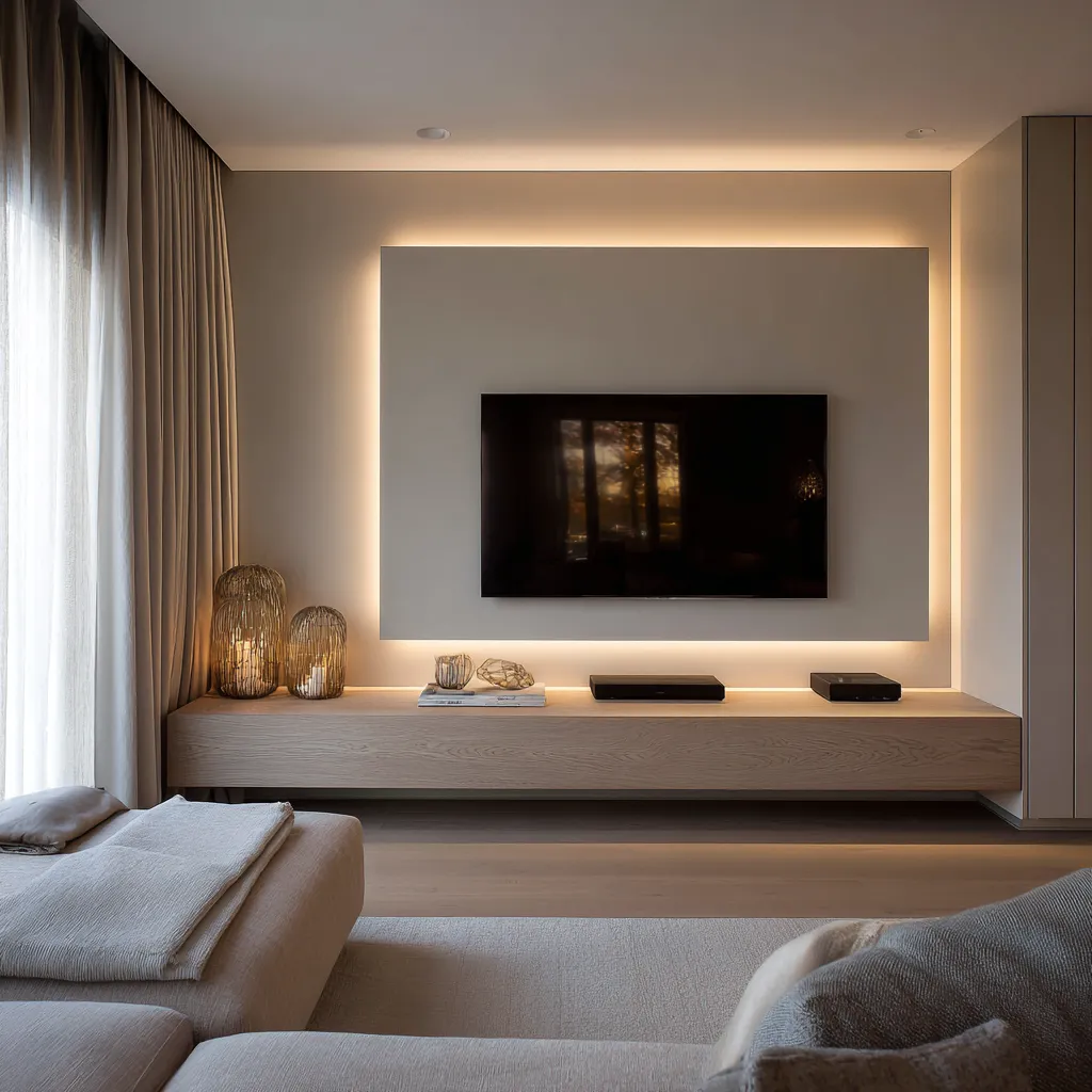 Floating TV Panel Design with LED Backlighting