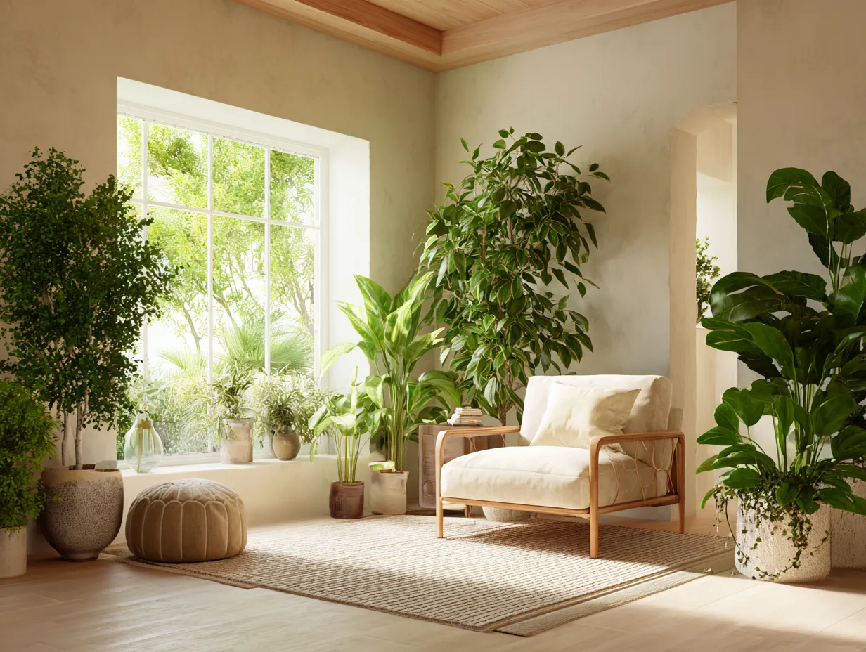 Indoor Plants in Corners- Hall Decoration Ideas