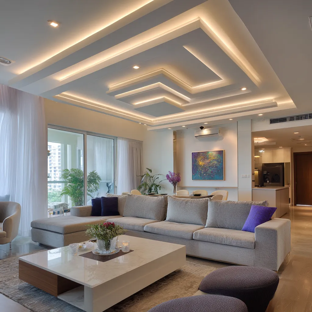 Layered POP Ceiling Design for Hall