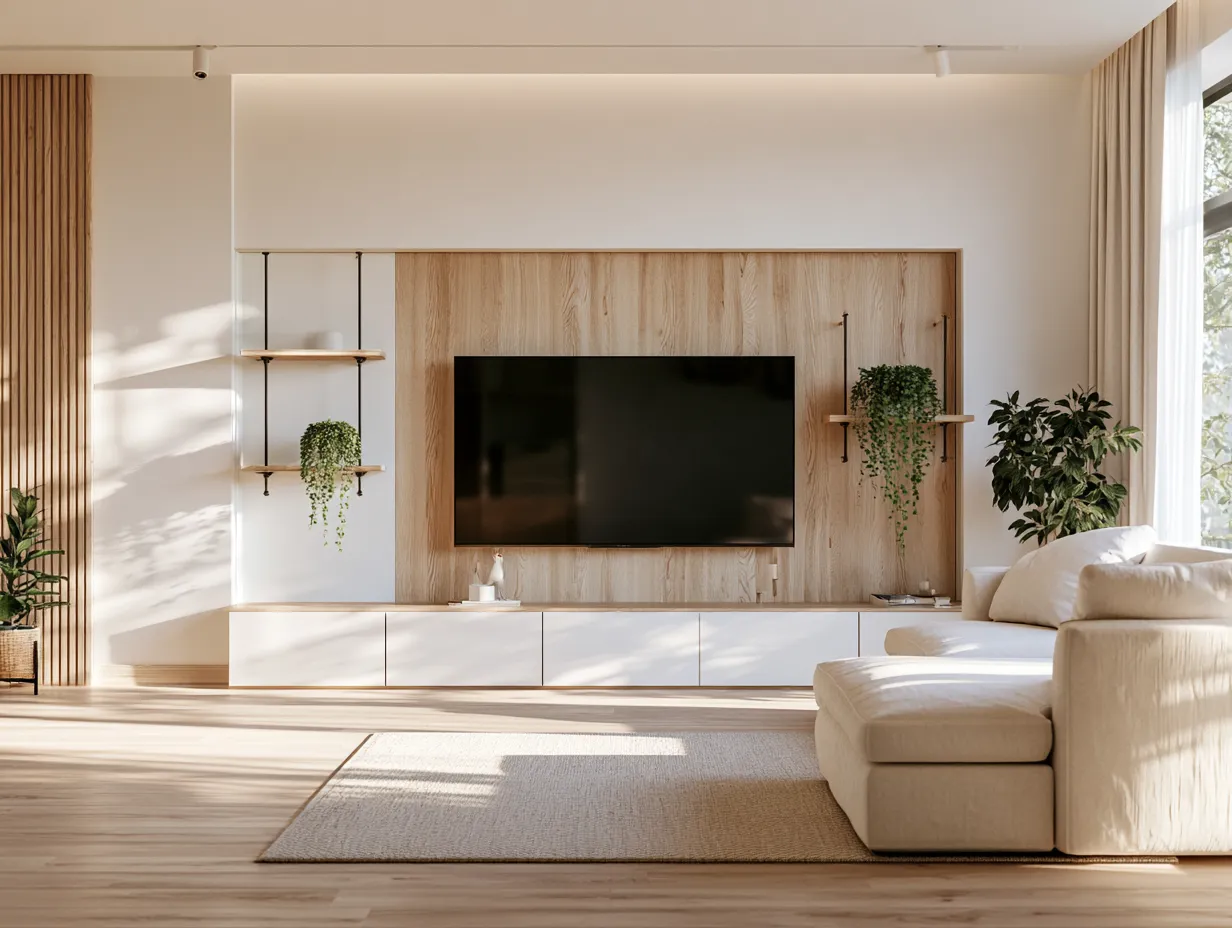 TV Panel for Scandinavian Living Room LCD Panel Design for Scandinavian Main Hall
