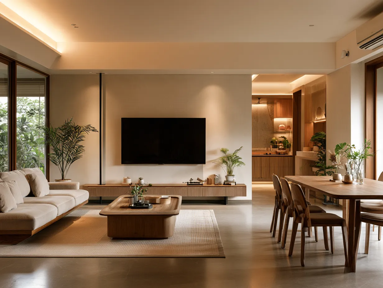LED Panel with Rotating Pole for Open Living and Dining Room LED Panel Design with Rotating Pole for Open Living and Dining Room