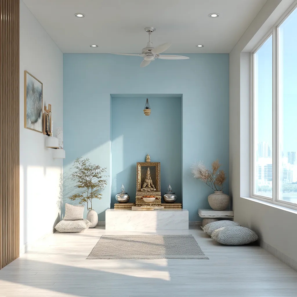 Light Blue- Mandir Colour as per Vastu Light Blue- Pooja Room Colour as per Vastu