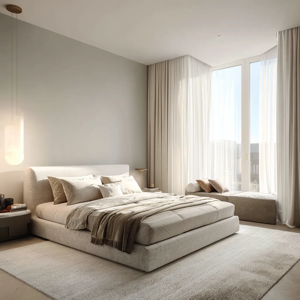 Light Grey and Warm White Light Colour Combination for Bedroom Walls