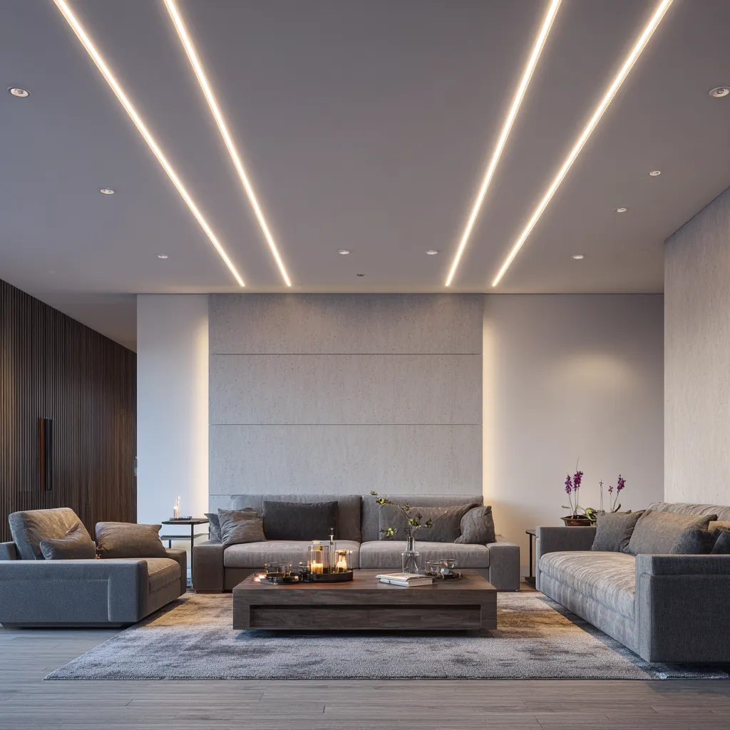 Minimalist POP Design for Hall with Strip Lights