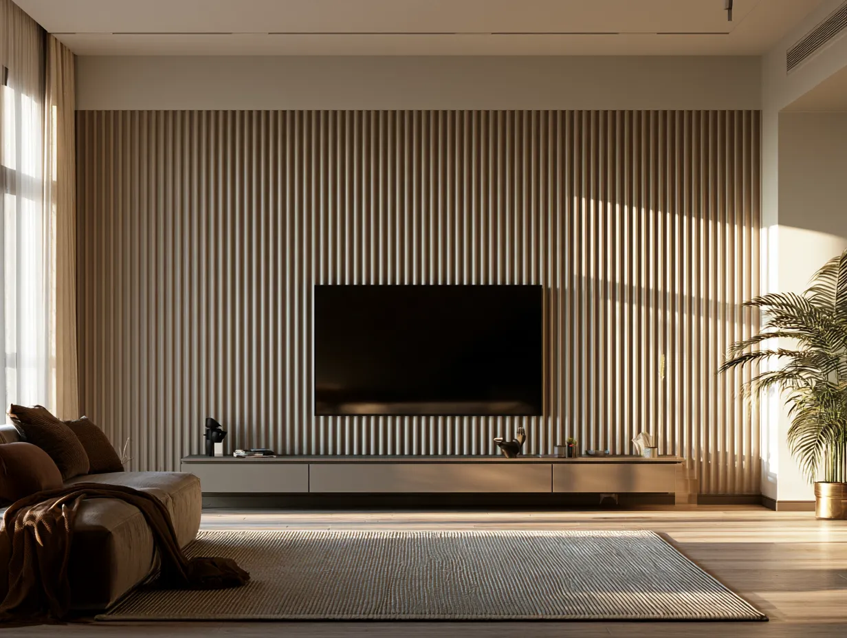 Modern Fluted TV Panel for Living Room Modern Fluted LCD Panel Design for Living Room