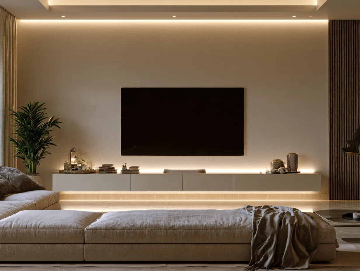 Modern Handleless TV Panel for Living Room Modern Handleless TV Panel Design for Living Room