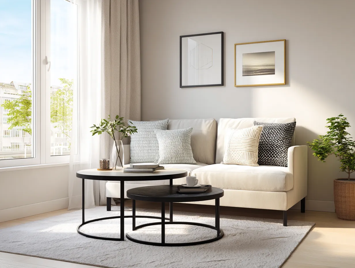 Nesting Tables Instead Of One Large Coffee Table- Small Hall Interior Design Ideas