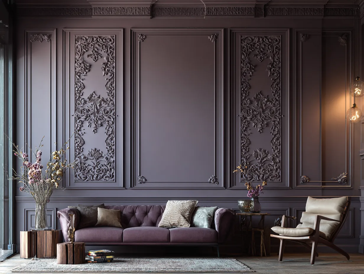 Panel-Style Purple Wall Paint Colour