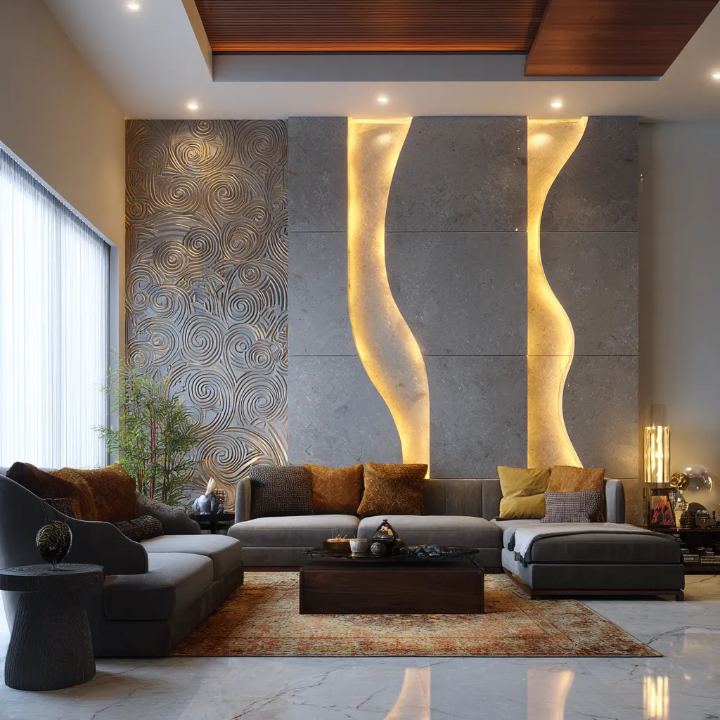 POP Wall Panel Design for Hall with LED Lights