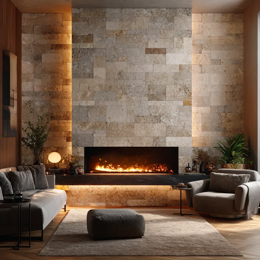 PU Stone Fireplace Wall Panel PU Stone Fireplace Panel