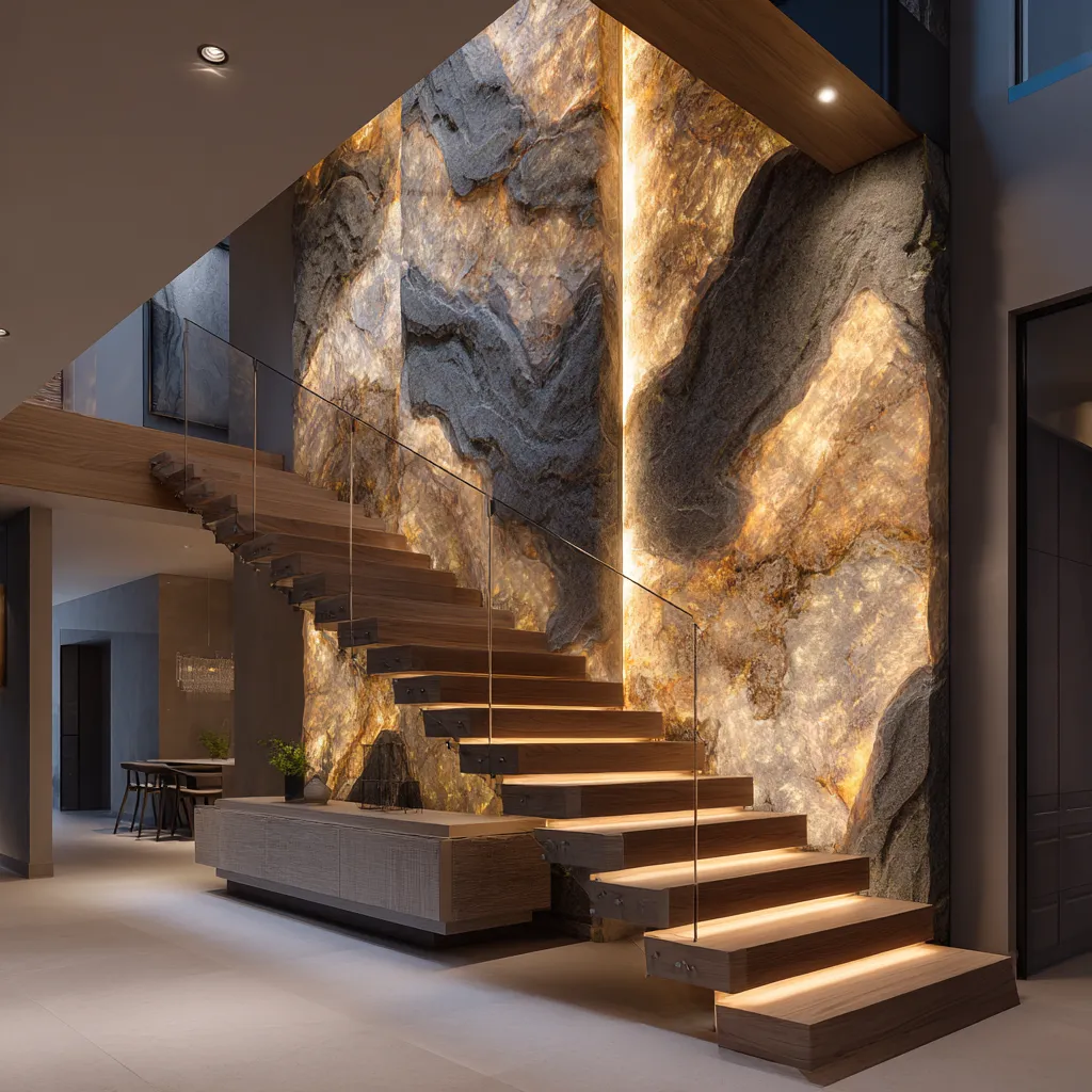 PU Stone Staircase Wall Panel PU Stone Stairs Panel