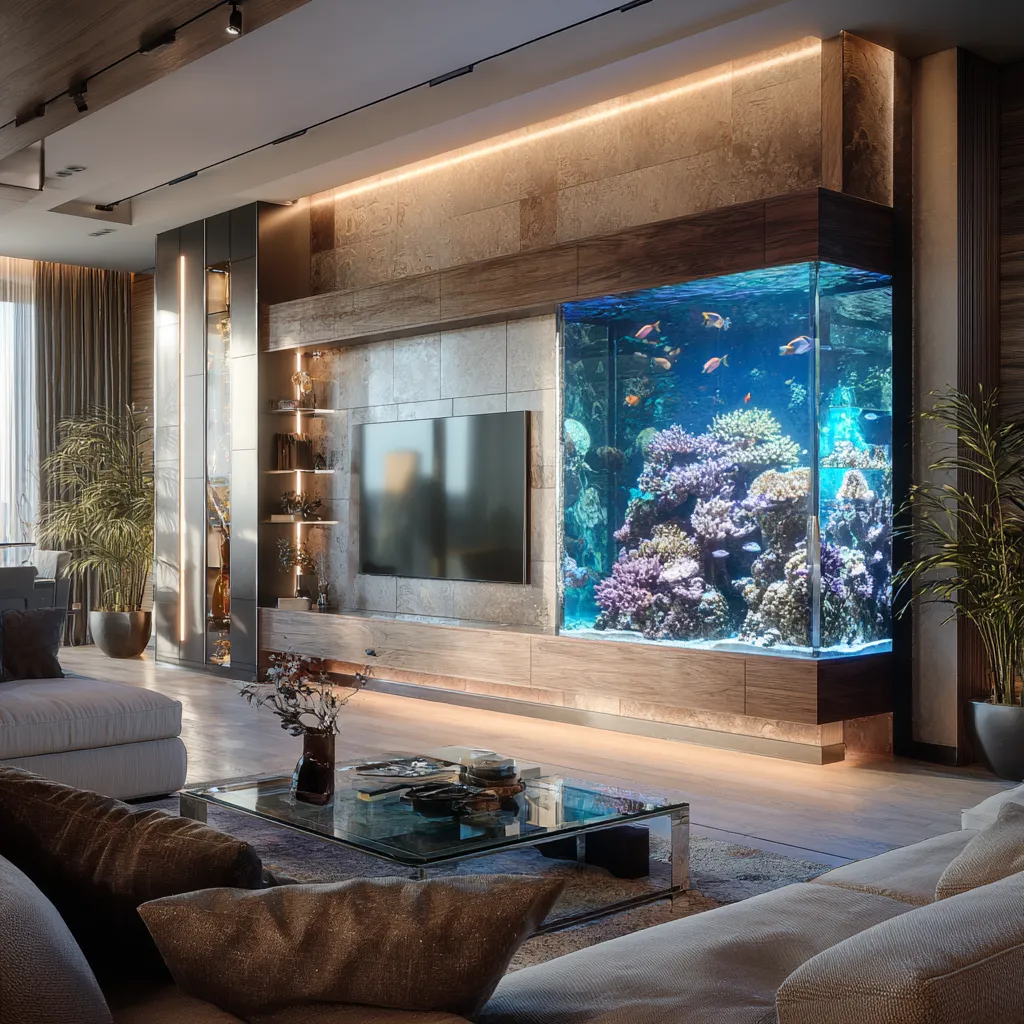 TV Panel Design with Integrated Aquarium