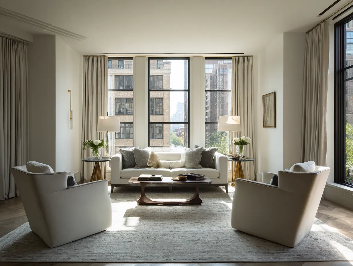 Twin Armchairs with Sofa- Drawing Room Interior design- 