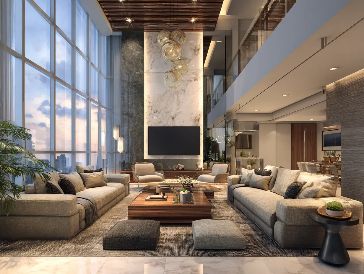 Two Seating Zones- Duplex Hall Interior Design Ideas